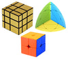 Jo Baby Cube Combo Set of 2X2, Gold Mirror, Mastermorphix High Speed Stickerless Magic Cube Puzzle (CUBE-2GPY)