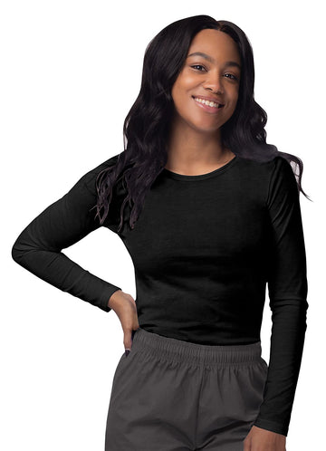 Sivvan Scrubs For Women - Long Sleeve Comfort Underscrub Tee 3-Pack - S85003 - Blackdark Marl Greywhite - S