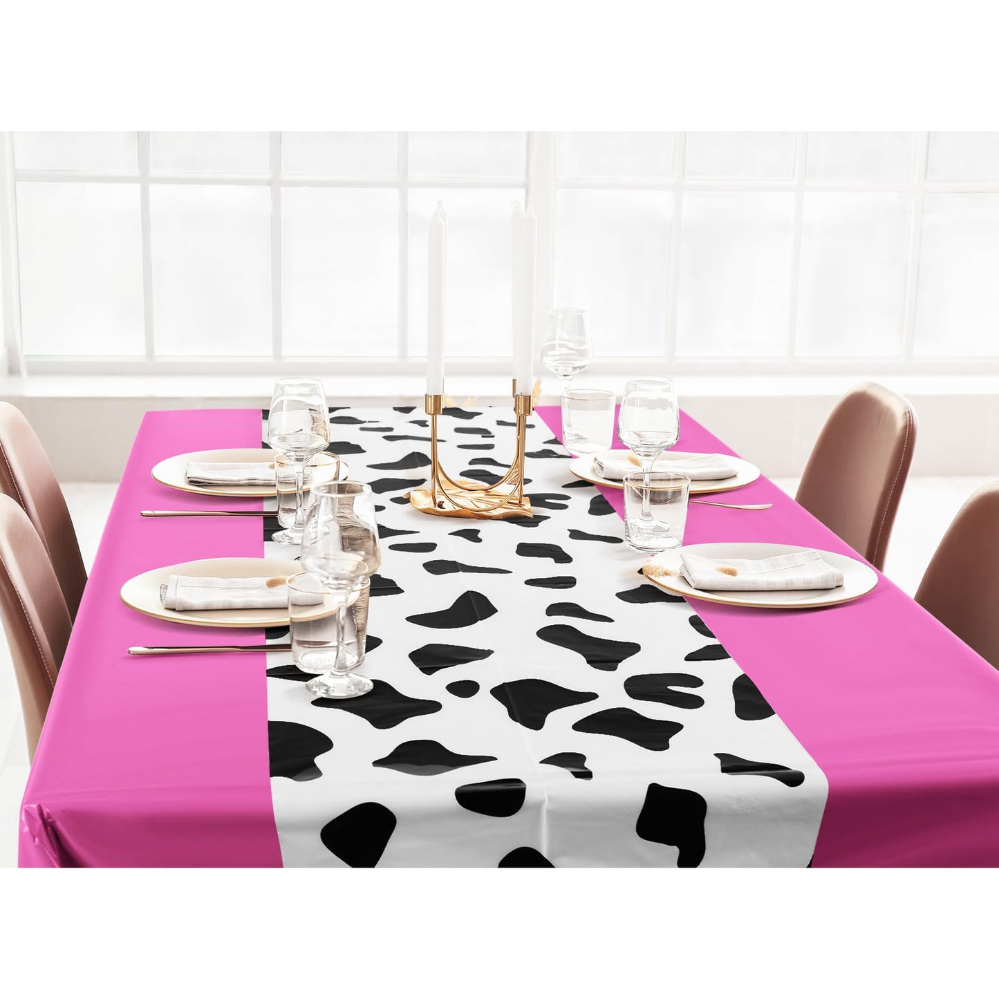Oudain 6 Pcs 54 X 108 Inch Cow Table Cloths For Party Cow Tablecloth Paisley Table Runner Table Cover Rectangular Birthday Party