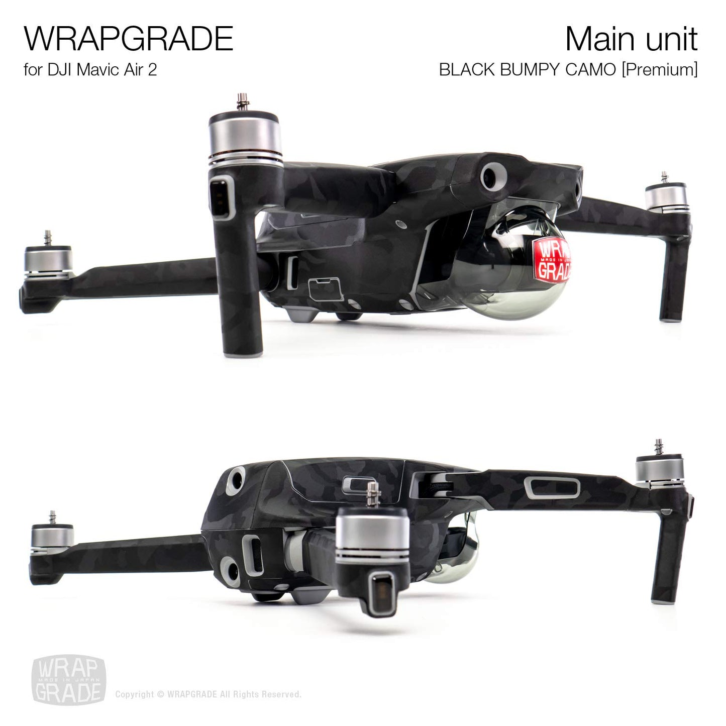 Wrapgrade Main Unit Skin Compatible With Dji Mavic Air 2 (Black Bumpy Camo)