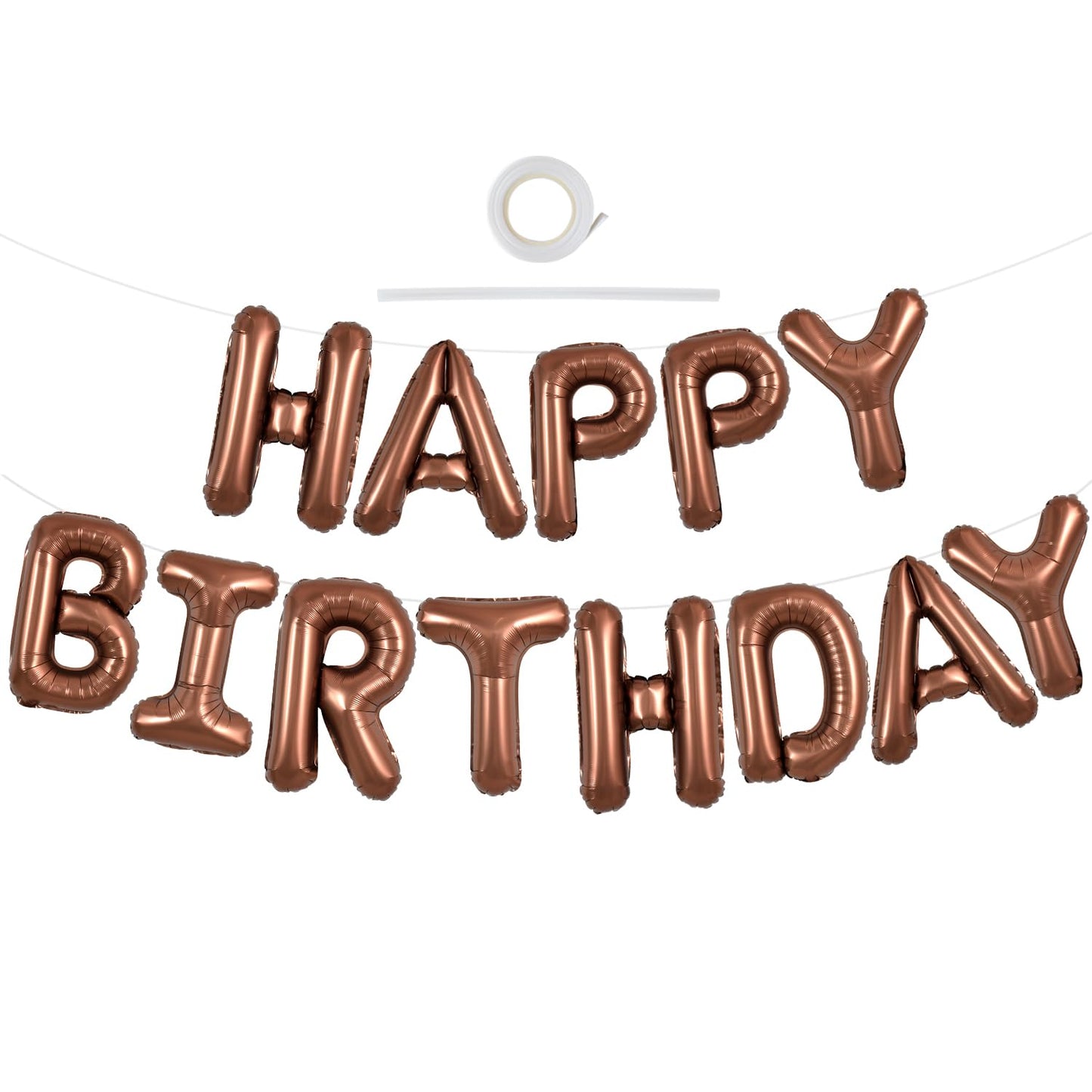 Toniful Chocolate Happy Birthday Balloons Banner 16 Inch Mylar Foil Letters Birthday Sign Bunting Reusable For Girls Boys Kids &