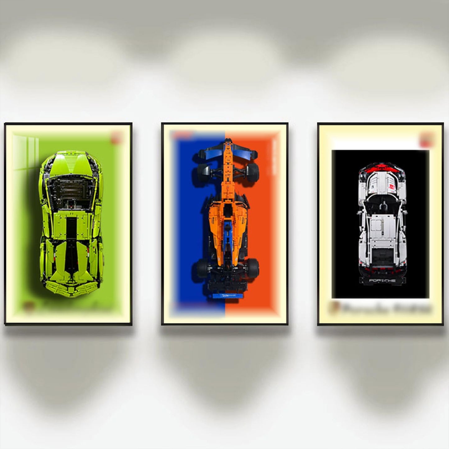 Car Wall Mounted for Lego Mclaren F1 42141 Display Wallboard with LED Lights for Lego Car mature-themed Collectibles Car Wall Mount Gifts for Lego Lovers (Excluding Cars)