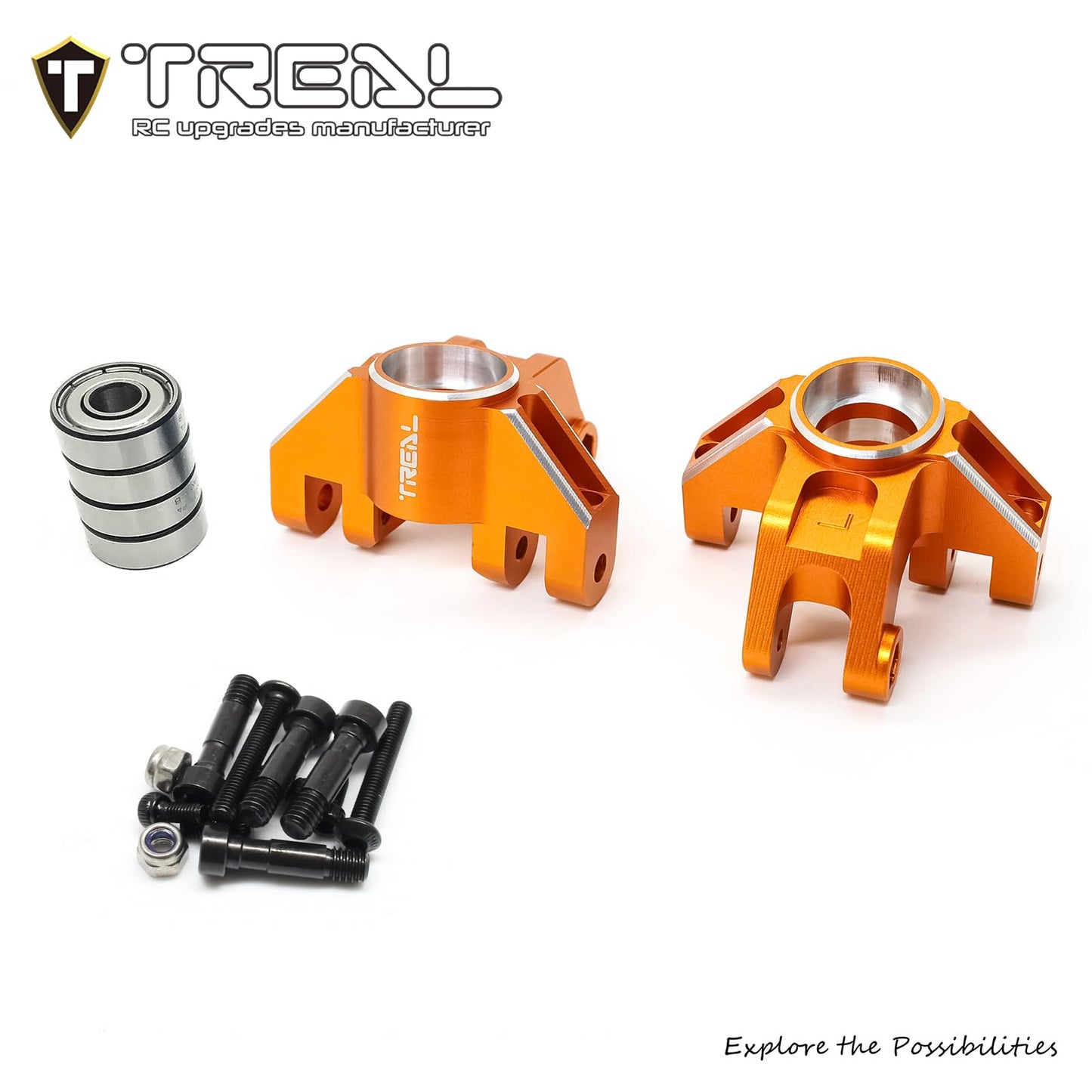 Treal Aluminum 7075 Front Steering Knuckels for Losi LMT (Orange)