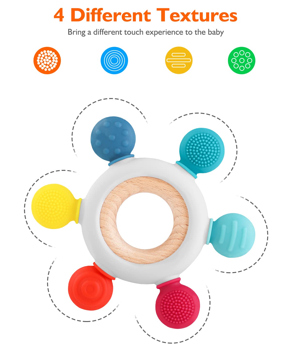 akolik Baby Teething Toys Teething Relief Toy BPA Free Baby Chew Toys Infant Toys Newborn Accessories Teethers for Babies 0-3-6-9-12 Months Old Boys Girls