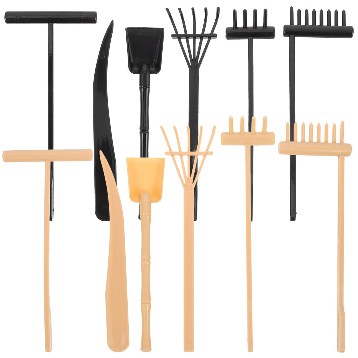 Totority 12Pcs Mini Zen Garden Kit, Black Rake Meditation Sand, Zen Garden Tools Rock Sand Tray Miniatures Accessories For Table