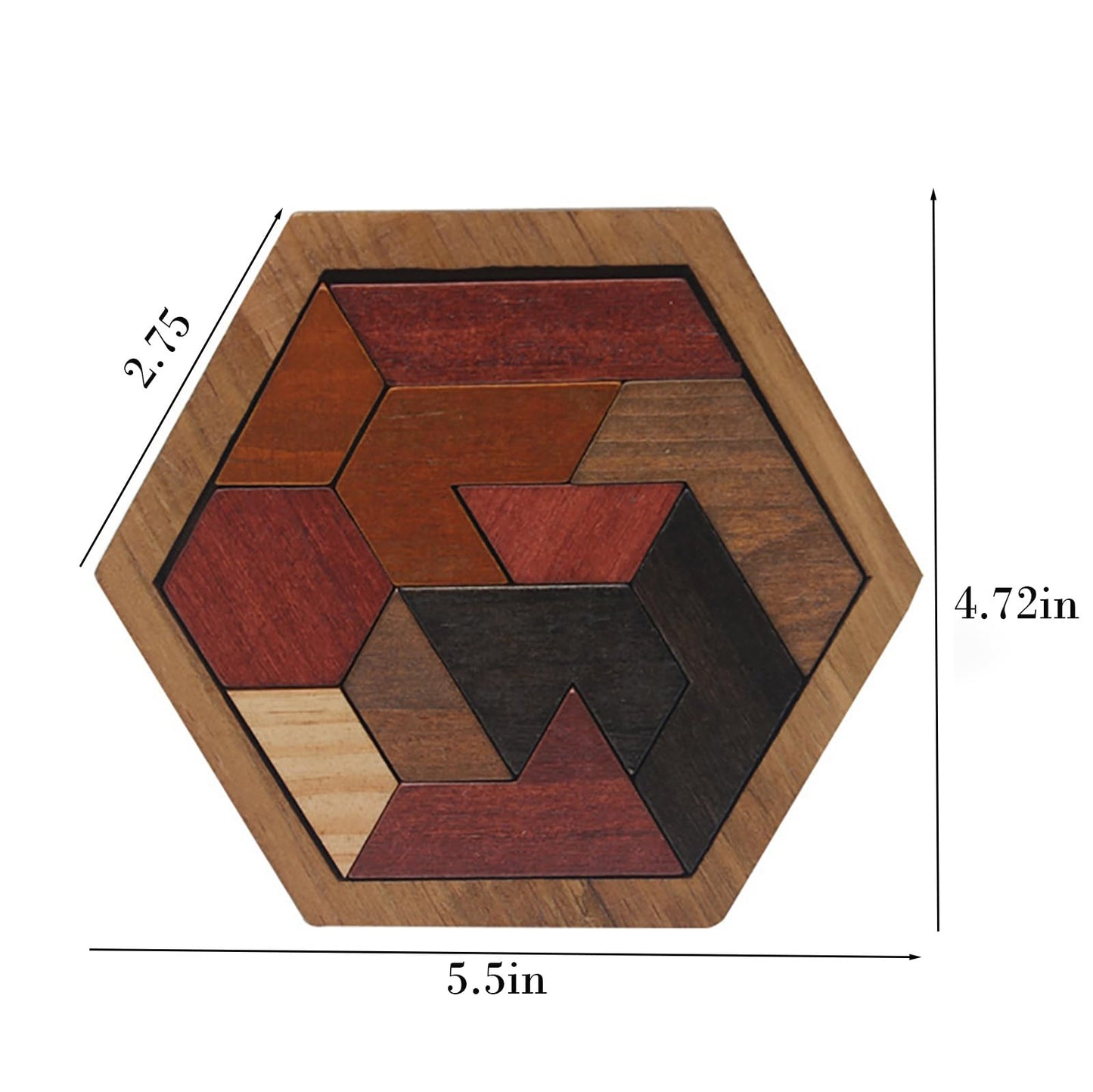 Wooden Hexagon Puzzle For Kid Shape Pattern Block Brain Teaser Puzzles Wood Block Puzzle Geometric Tangram Puzzle Blocks Game St