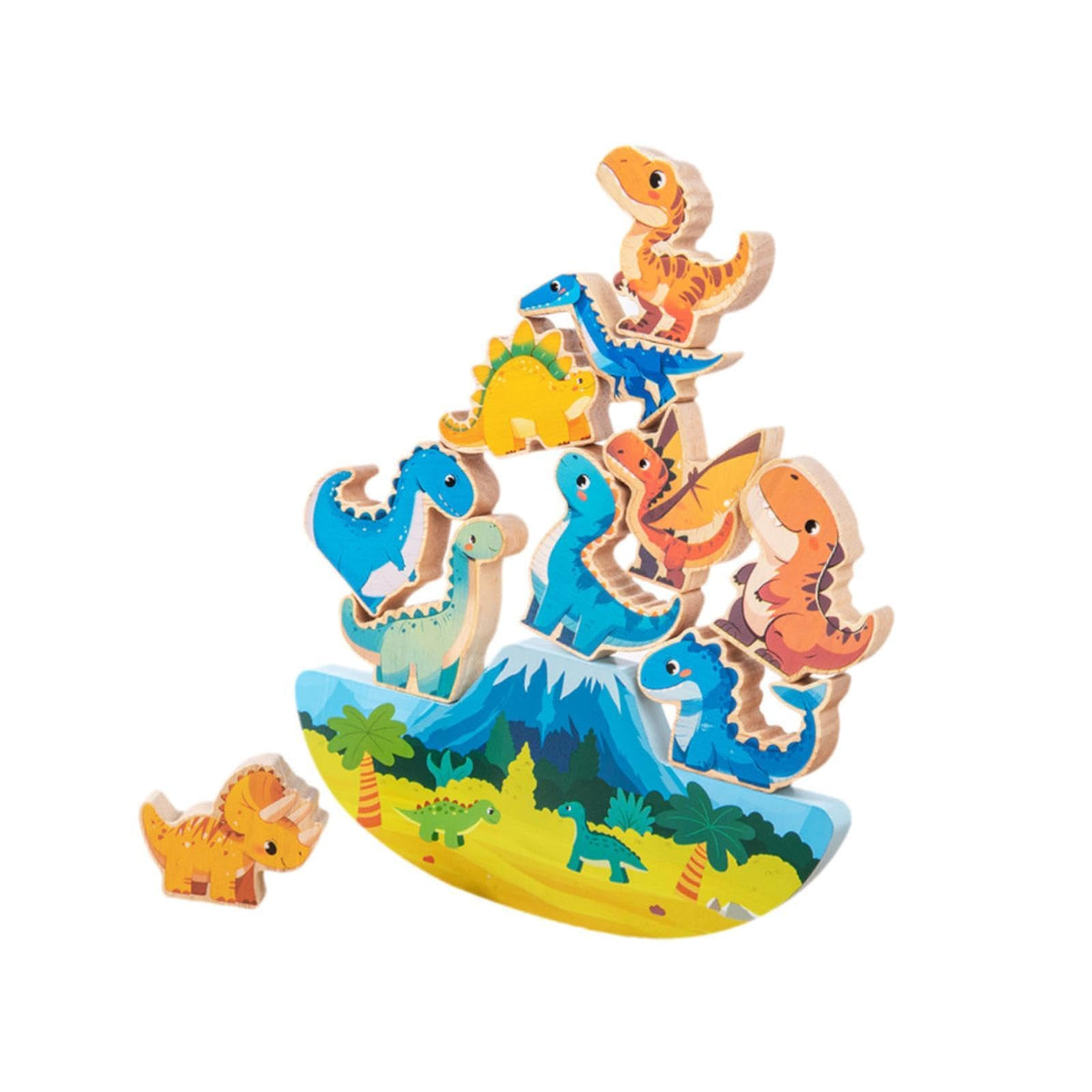 Club BollywoodWooden Dinosaur Stacking Toys Fine Motor Skills Sturdy Balance Game For Kids|Baby|Toys For Baby|Developmental Baby