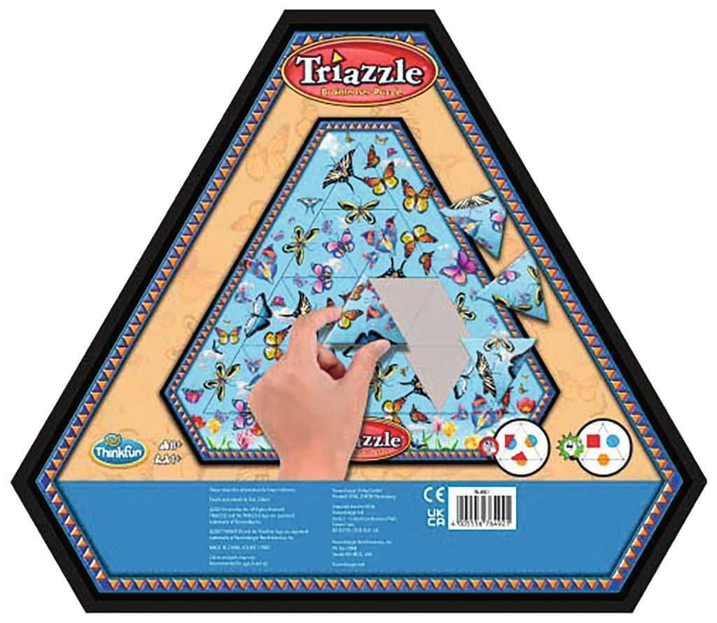 Think Fun Triazzle Picture-Matching Brainteaser - Engaging Brain Puzzle for Kids & Adults | Award-Winning Game | Enhances Memory & Problem-Solving Skills | Butterflies Edition -Like New