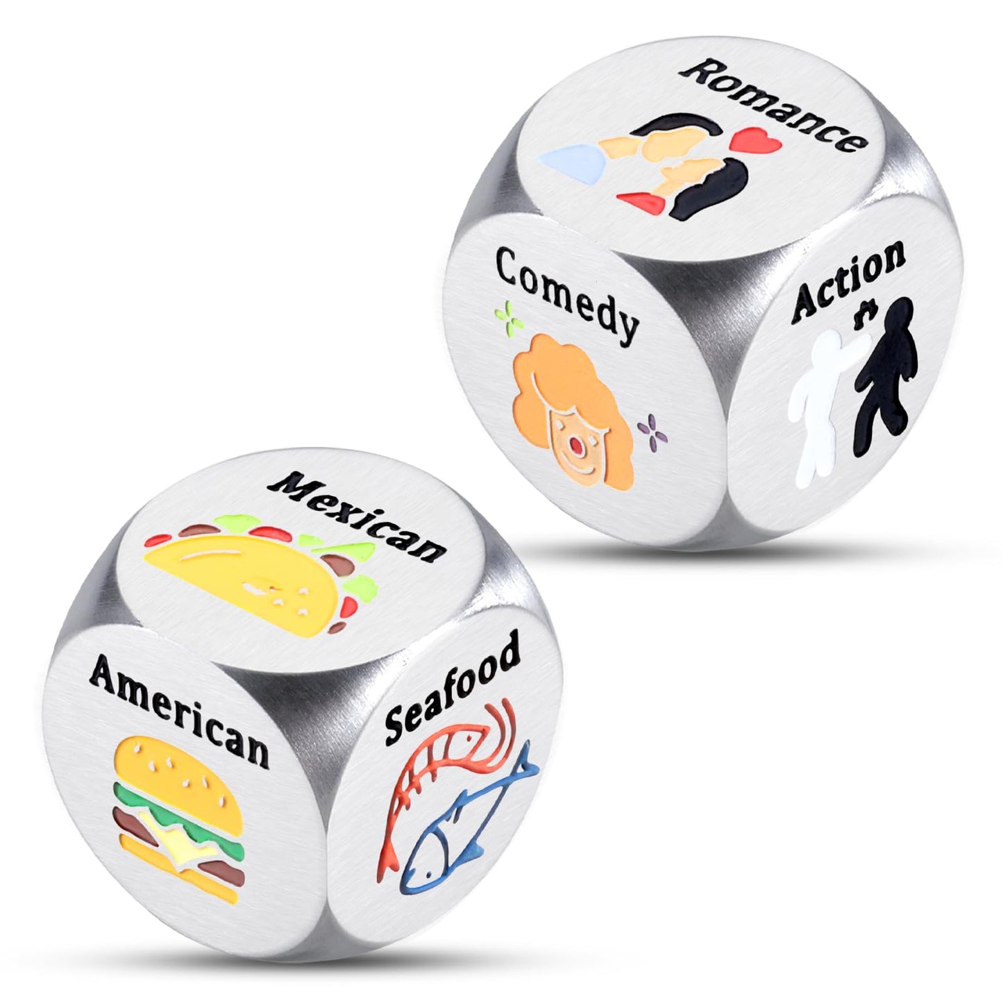 2PCS Date Night Dice 25th Anniversary Day Gifts for Couple 50th 11th Anniversary Steel Gifts Couple Games for Date Night Wedding
