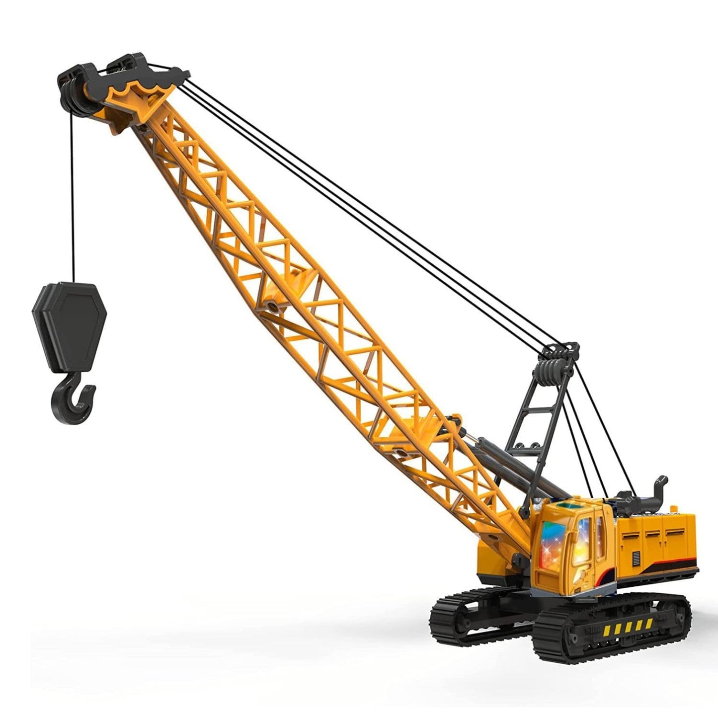 Probabe 1:50 Unbreakable Friction Power Crane Toy With Light & Sounds, Cable 360 Degree Rotating Towing Pull Back Vehicles Const