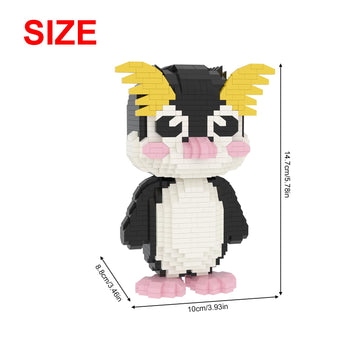 Larcele Animal Series Micro Building Blocks Animal Set, Diy Mini 3D Building Toy Bricks Kit,1094 Pieces Kljm-07 (Rockhopper Penguin)
