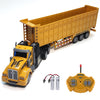 RC Dump Truck with Trailer - 14'' 1:48 Mini Semi Truck Toy with 2 Rechargeable Batteries, Remote Control Car Construction Vehicl