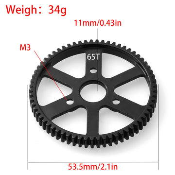 32P Spur Gear, 65T 0.8 Metric Pitch, Compatible With 32P, Hardened Steel 65 Tooth 0.8M Spur Main Gear For 1/10 Traxxas Ford Rust