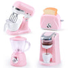 PLAY Kids Toy Kitchen Set – Pink Pretend Play Accessories for Ages 4-8, Includes Blender, Coffee Maker, Mixer & Toaster