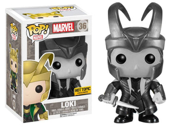 5Star-Td Funko Pop! Marvel Black/White Loki With Helmet Figure #36 Hot Topic Exclusive