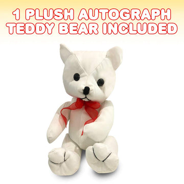 Artcreativity Plush Autograph Teddy Bear, 1 Piece, Graduation Autograph Stuffed Animal, 11 Inch Stuffed Toy With White Smooth Fa