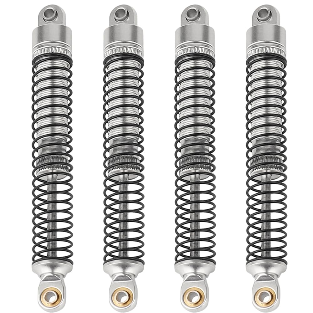 Pothyes 78Mm Aluminum Long Threaded Shocks Absorbers Oil Damper For 1/18 Rc Crawler Trx4M Trx-4M Kupgrade Parts (Silver)