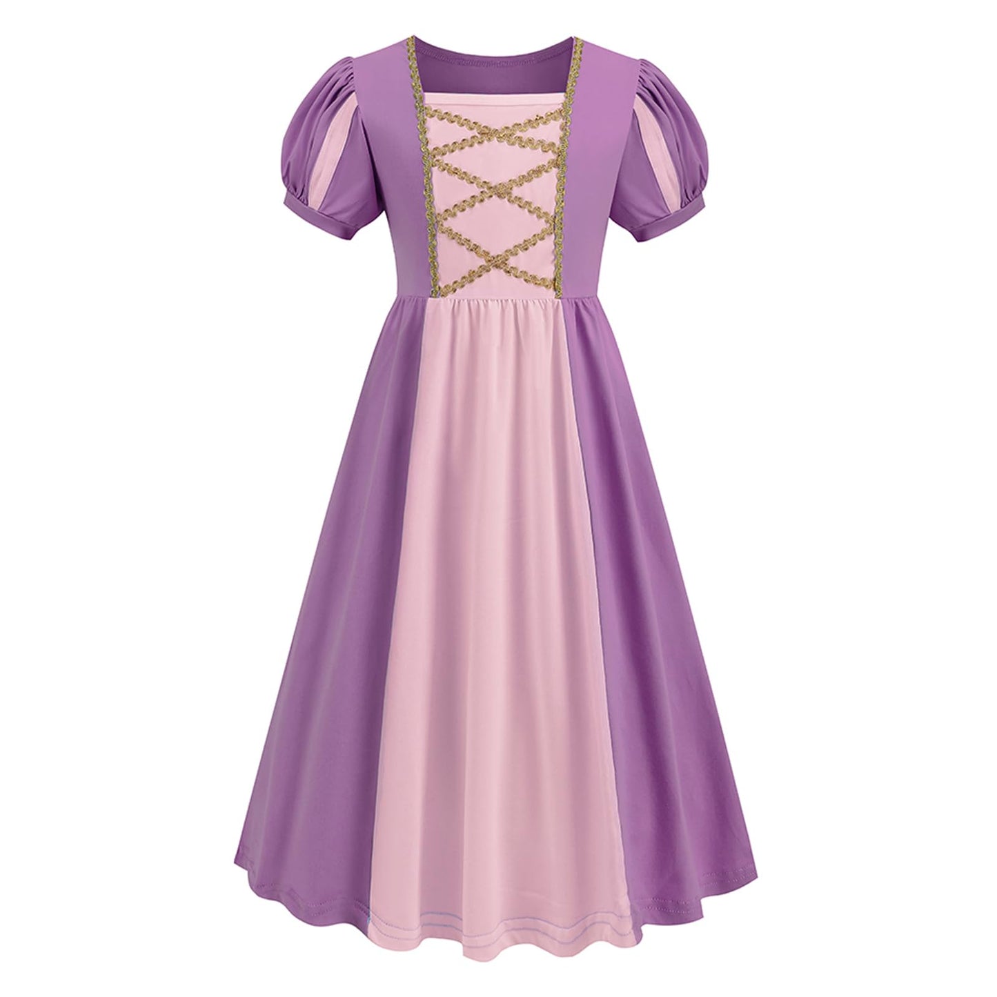 Addacos Girls Renaissance Medieval Dress Princess Costume Halloween Outfits Birthday Party Dress Up Clothes (Purple, 110 (3-4T))
