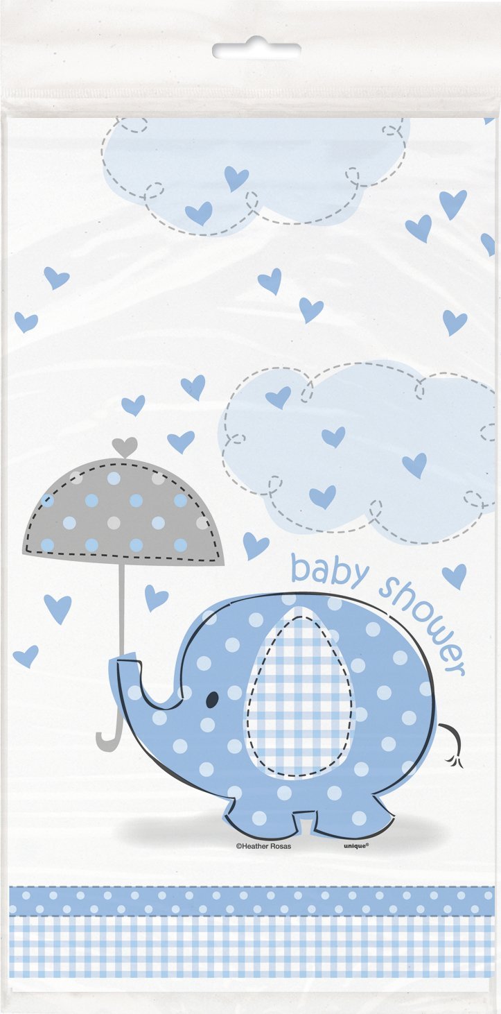 Blue Elephant Boy Baby Shower Plastic Tablecloth, 84 x 54