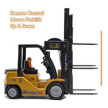 Leopmase Remote Control Forklift,11 Channel Electric Rc Forklift Construction Toys,w/Boxes/Sound and Light Spray, Two Rechargeab