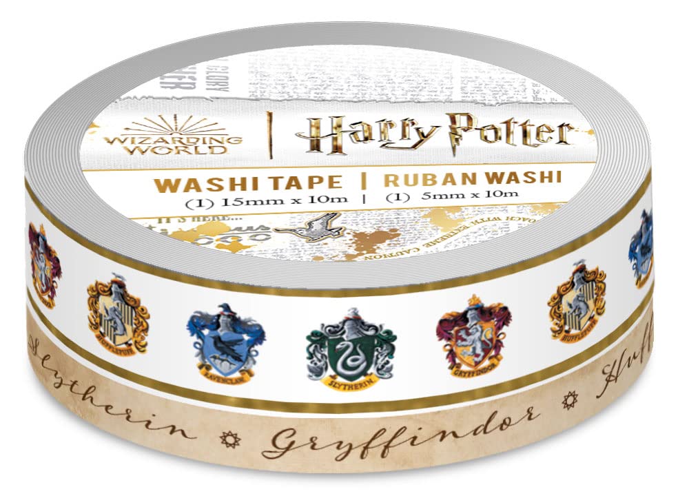 Paper House Productions Harry Potter Houses Crests Set of 2 Foil Accent Washi Tape Rolls for Scrapbooking and Crafts