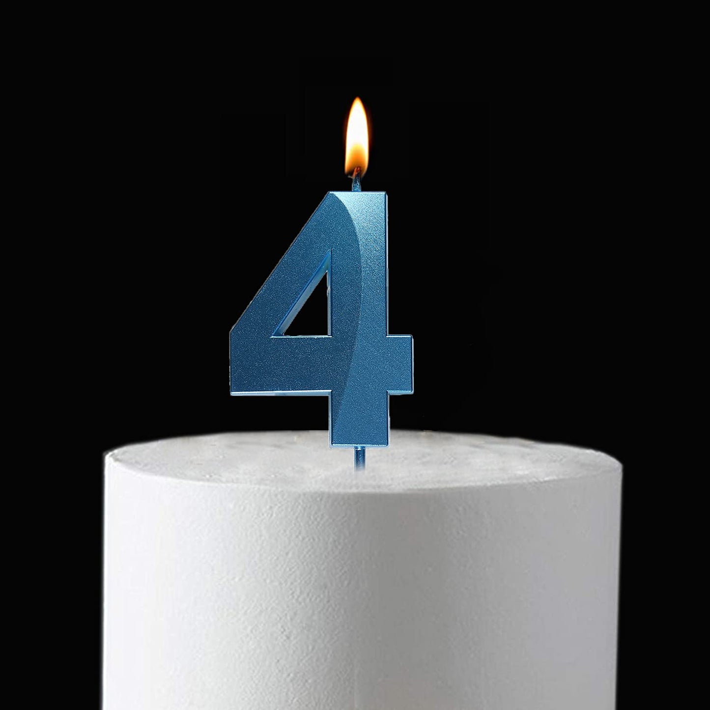 Qj-solar 2.76 inch Blue 4 Birthday Candles,3D Number 4th Cake Topper for Birthday Decorations No 14 40 41 42 43 44 45 46 47 48 4