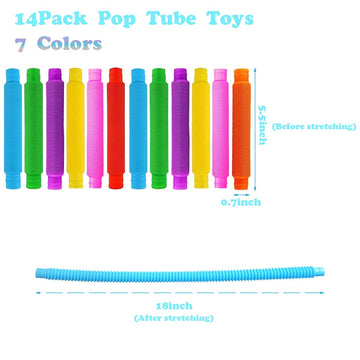 Pop Tubes 14Pack Pop Tube Fidget Toys for Kids and Sensory Toys for Children and mature-themed Fidget Tubes for Stress and Anxiety Relief Learning Toys for Toddlers