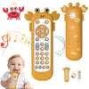 Baby Tv Remote Control Toy With Cute Crab Soft Silicone Cover Teething Toy, Realistic Baby Musical Remote Control Toy With Light & Sound, Educational Toys With 3 Language For 6M+Toddlers(Yellow)
