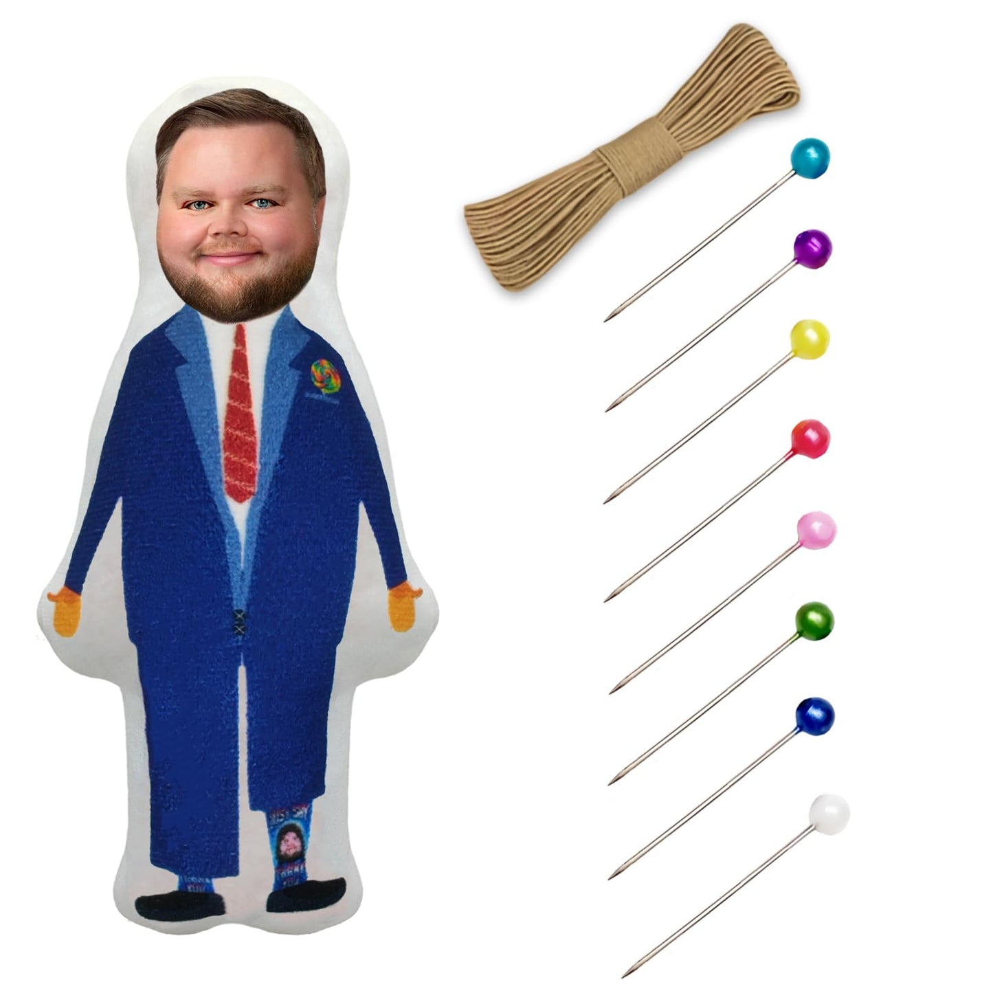 PapaLegba 8 JD Vance Lollipops Voodoo Doll Pin Holder with Pins, Stress Reliever Parody Doll Pin Cushion Political Gag Dog Gift