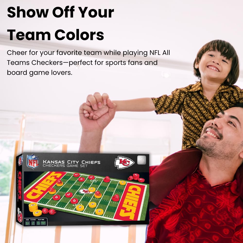 MasterPieces Family Game - NFL Las Vegas Raiders Checkers - Officially Licensed Board Game for Kids & Adults
