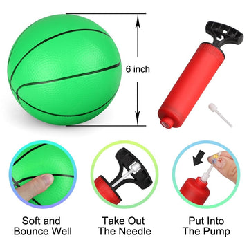 Dilabnba 6Pcs Mini Beach Ball, Toddler Basketball Toy, 6' Small Ball With Pump For Mini Hoop Enthusiasts, Easy To Grip, Pvc Bouncy Ball For Perschool Garden Pool, Gift For Boy Girl (Green)