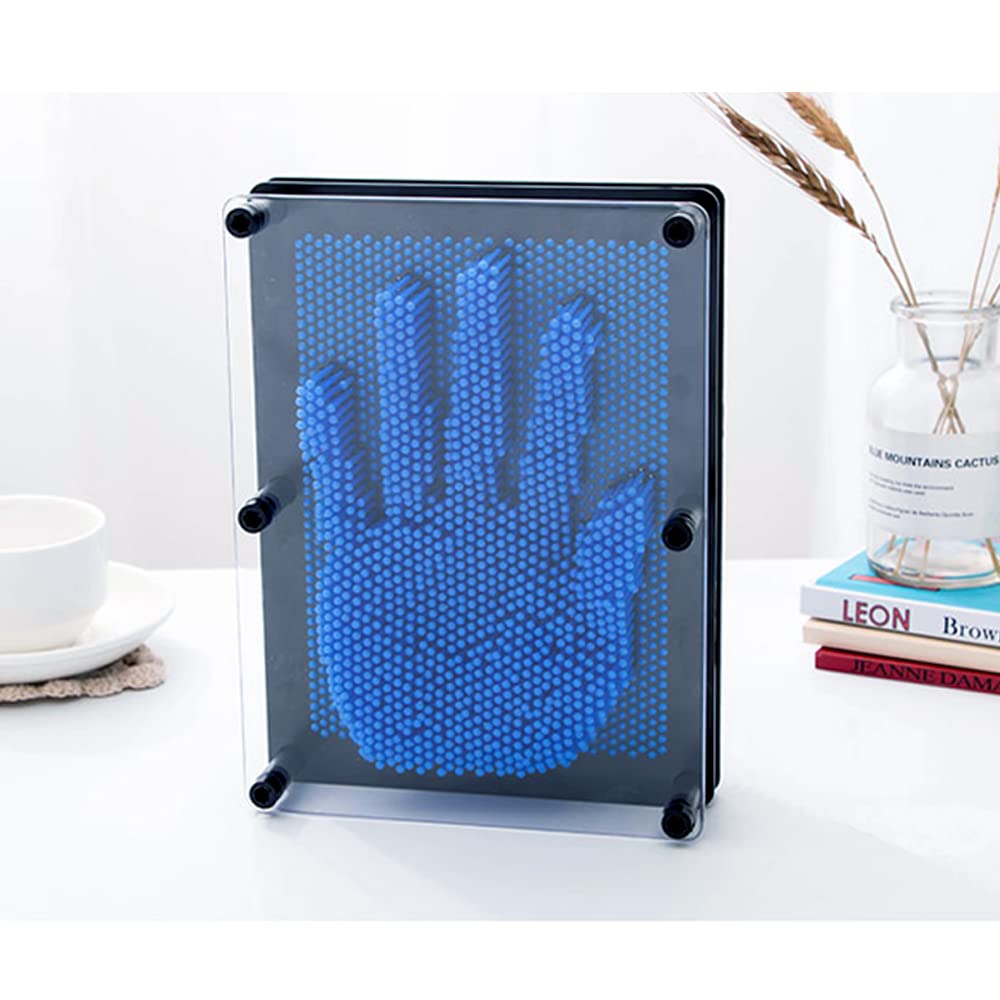 Sharkwill 3D Pin Art Intellectual Fun Toy Blue Plastic Pin Art Palm Board Push Pin Toy (Blue-6 X 8 Inches)