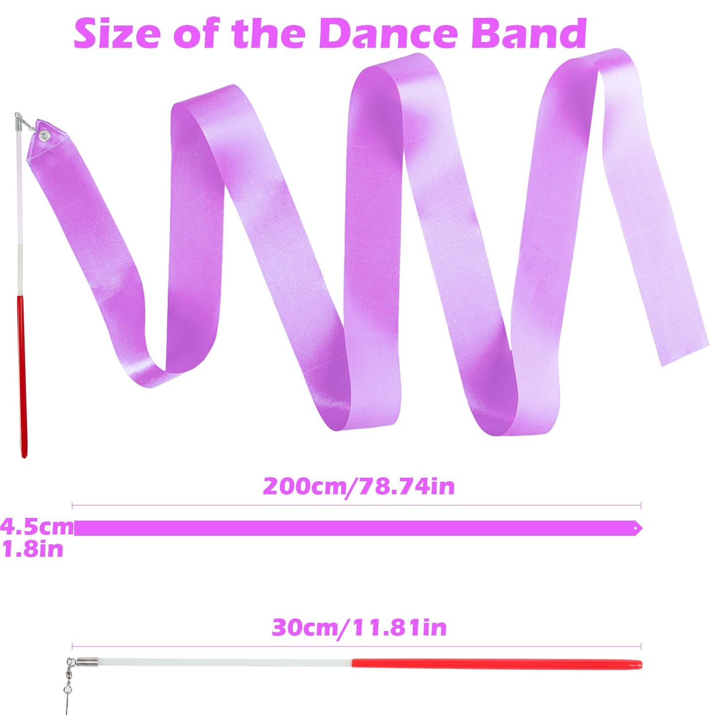 Hiunicorn 12Pcs Light Purple Dance Ribbons Streamer For Kids Ballerina Gymnastics Birthday Party Favors Decoration Supplies, Ribbon Baton Twirling Dance Wands For Girls