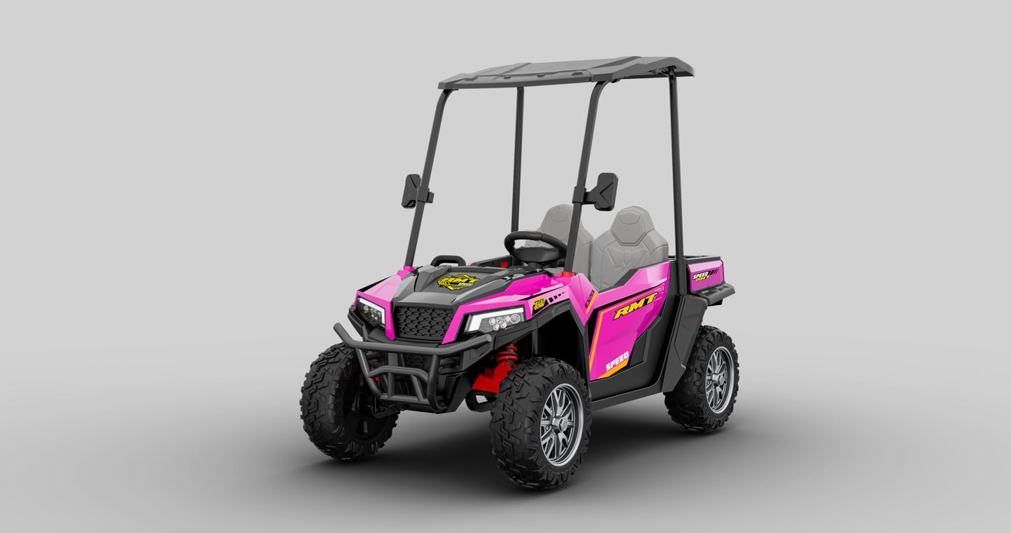 Elemara Ride On Car 2 Seater W/Sun Shade, Dump Bed And Shovel, Pink