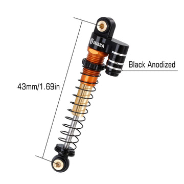 INJORA 43mm Aluminum Threaded Double Barrel Shocks Dampers for Axial SCX24(Gold)