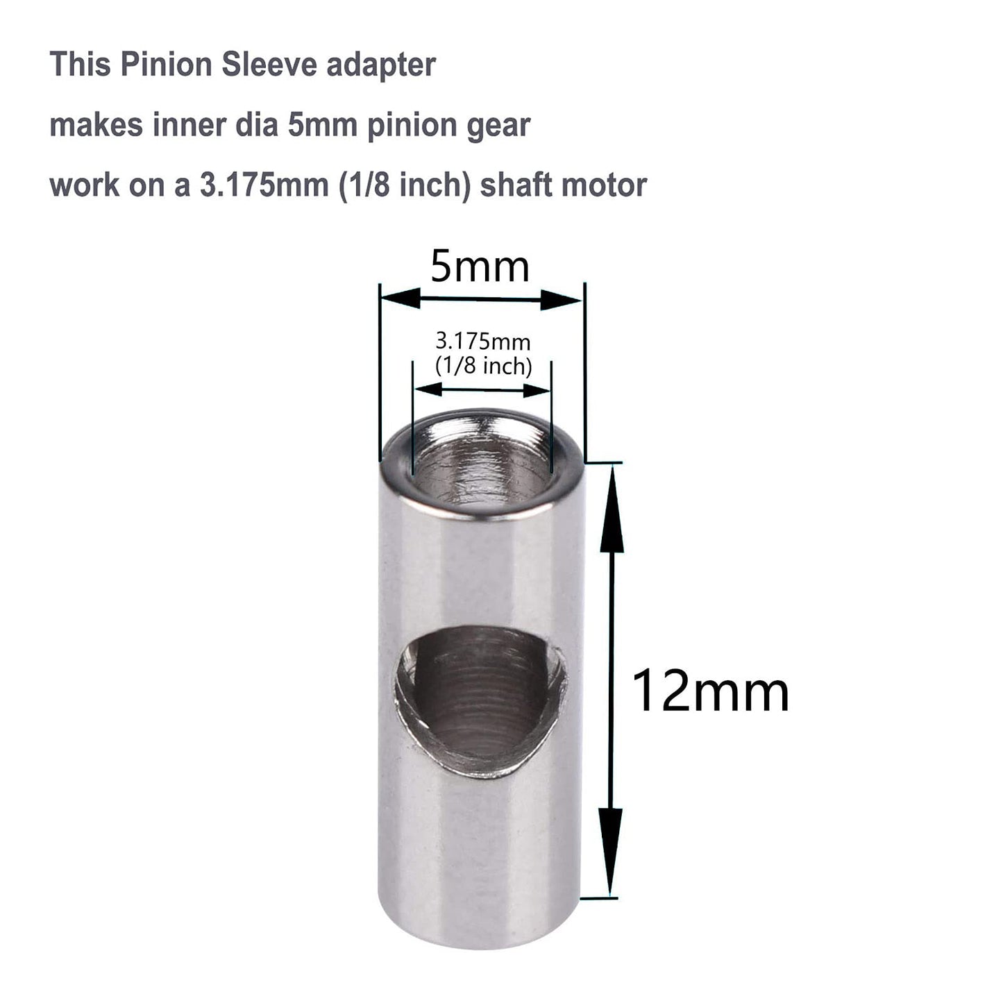 AMOGOT 3Pcs Metal 3.175mm to 5mm Shaft Motor Pinion Reducer Sleeve Adapter for Converting RC Motor 3650 550 540 Pinion Gears