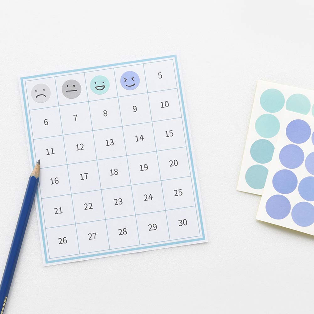 Monolike Circle Stickers - Solid Round Dot Stickers, Small Size Set, 9 Types, 18 Sheets