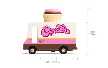 Candylab Toys CANDYCAR Wooden Food Truck Collection - Cupcake Van enhanced Handcrafted Beech Wood Toy Car