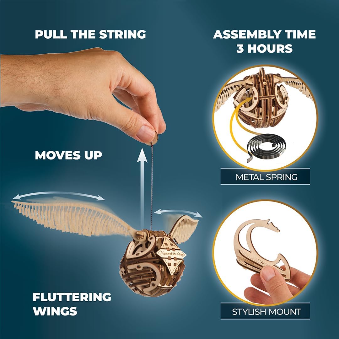 UGEARS Wooden 3D Puzzles for mature-themeds - Harry Potter Golden Snitch Model Building Kits - DIY Kits for mature-themeds - 3D Puzzle Harry Potter Puzzle Set Crafts for mature-themeds - 3D Model Kits for mature-themeds - 120 Pcs