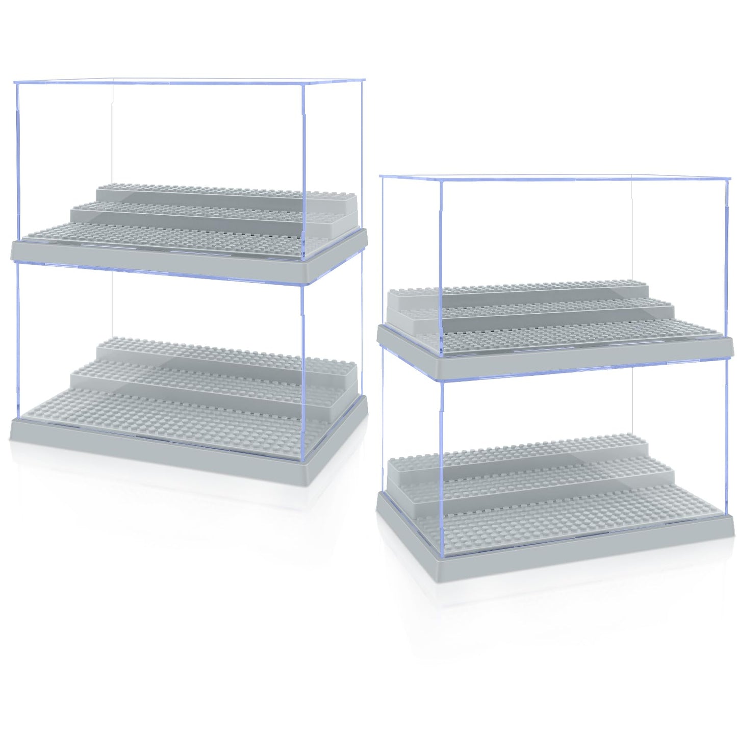 4 Pack Display Case For Minifigure Action Figures Blocks, Acrylic Minifigure Display Case Box Storage With 3 Movable Steps Gift