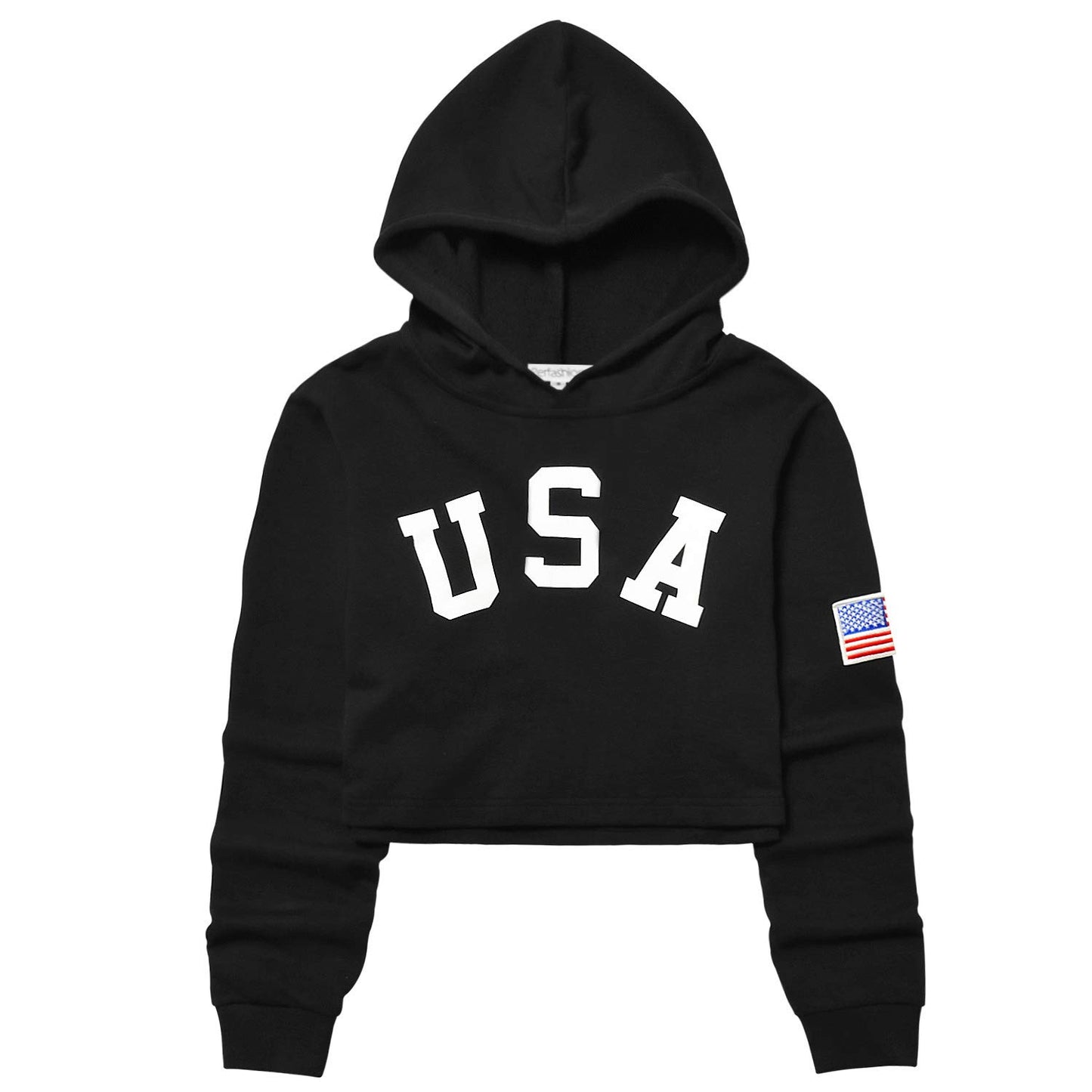 Perfashion Kids Cropped Tops 4Th Of July Sweatshirts Long Sleeve American Flag Hoodie 6T 7T