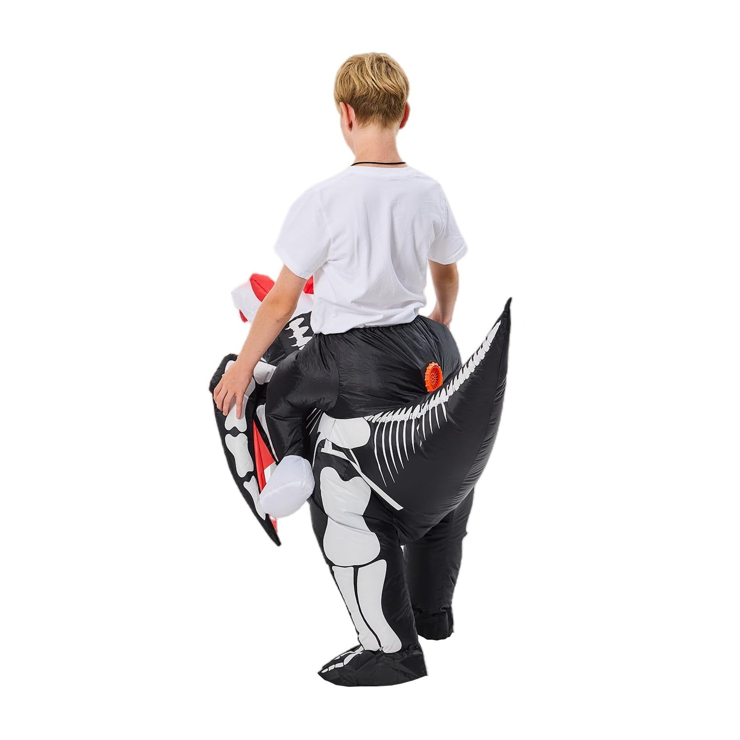 Aiwendish Halloween Inflatable Skeleton Riding Dinosaur Costume For 8 10 12 Kids Blow Up Ride On Dragon T-Rex Cosplay