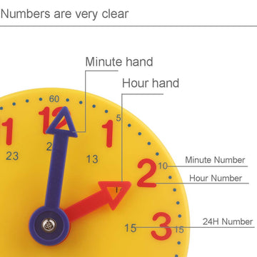 DHCHAPU Student Learning Clock - 4 Inch Plastic Gear Clock, Yellow, 12/24 Hour, Youth Large (11-13), Model TS-C