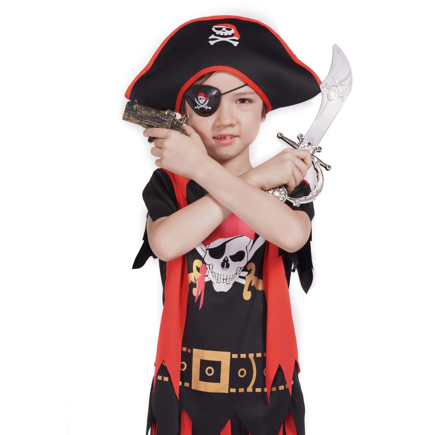 Rabtero Boys Pirate Costume, Halloween Pirate Role-Playing Outfit Boys, Kids Pirate Costume Boys, Deluxe Pirate Costume With Accessories For Boys 3T-4T