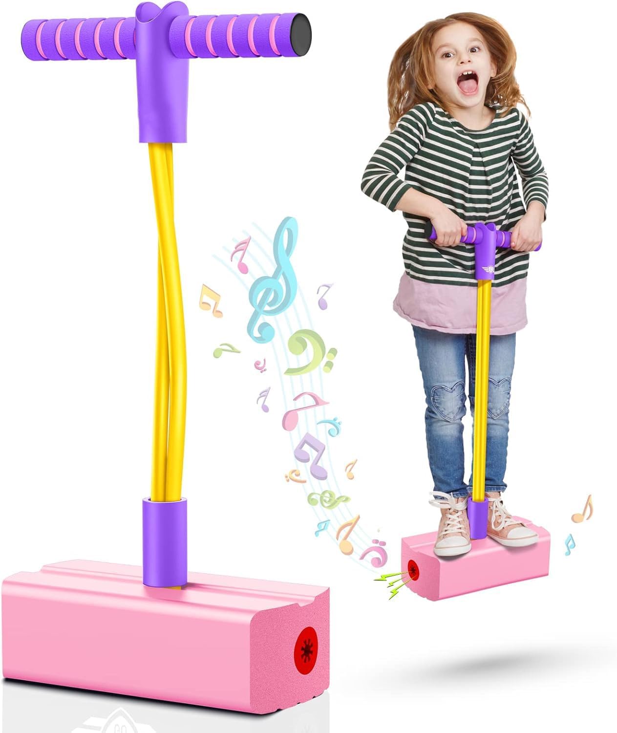 Toysbuddy Kids Hopping Pogo Jumper Fun And Safe Pogo Stick For Toddlers, Durable Foam Bungee Jumping Stick Makes Squeaky Sounds