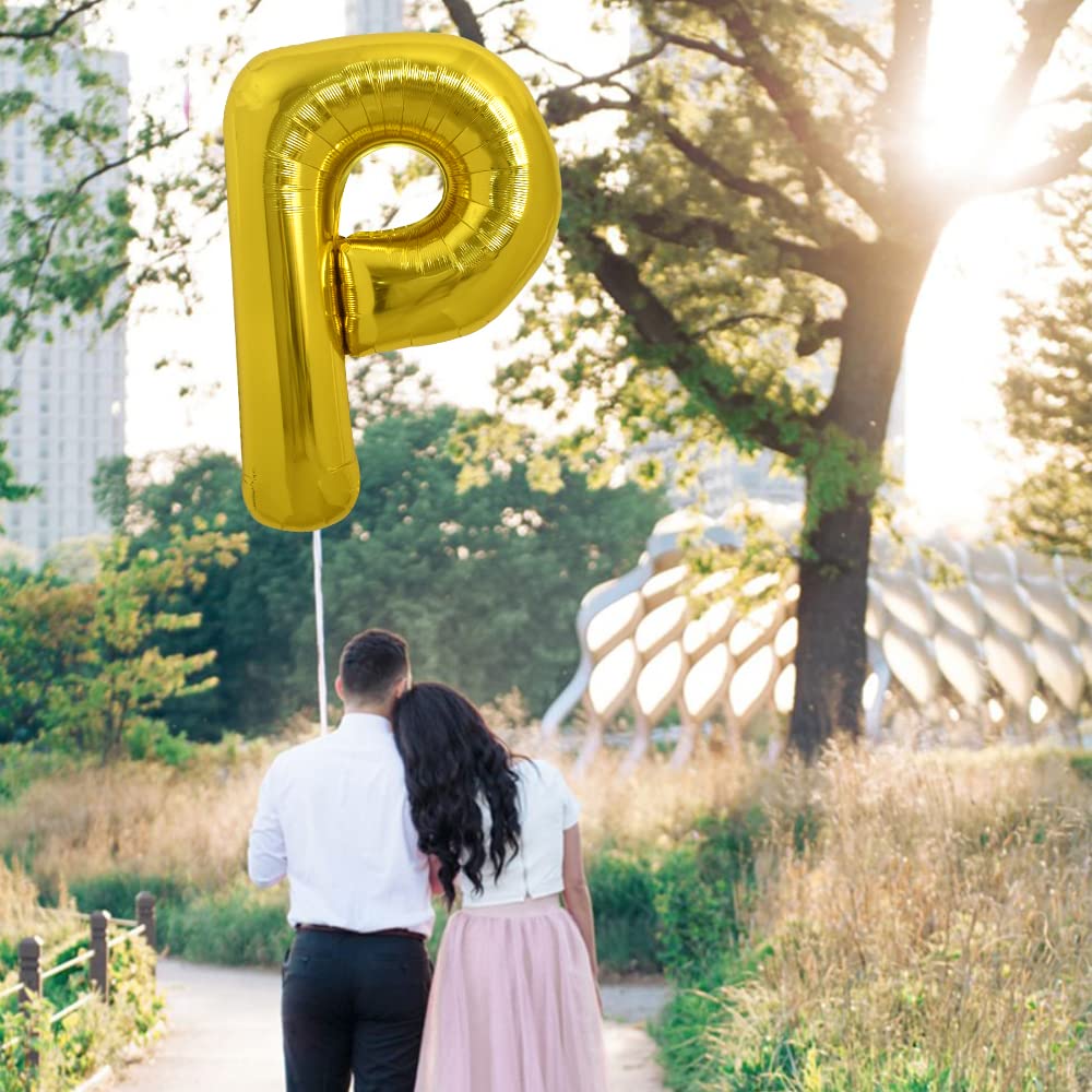 Toniful 40 Inch Large Gold Letter P Balloons Helium Balloons,Foil Mylar Big Balloons For Birthday Party Anniversary Supplies Dec