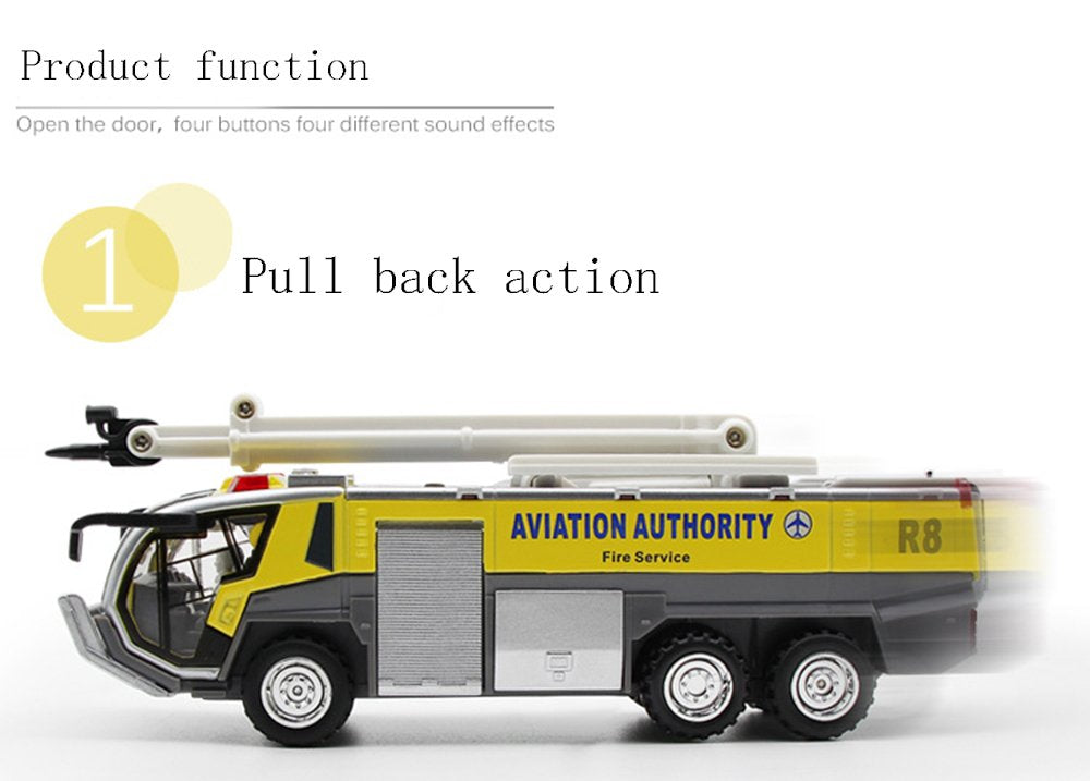 Ailejia Airport Fire Trucks for Boys, Fire Engine Toys Diecast Fire Truck Engine Pullback Friction Toy Engineering Vehicle fire