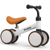 Phobby Baby Balance Bike - 4 Wheels Toddler Bike, Adjustable Seat, White & Brown, Small, Model CP00225, Perfect for 1-3 Years Old