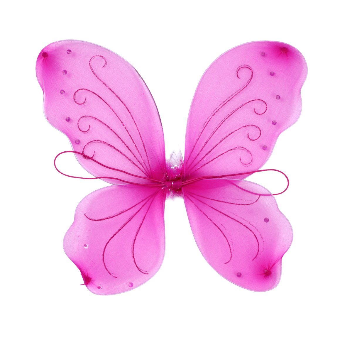 Fedio 4Pcs Girls Princess Fairy Costume Set With Wings, Tutu, Wand And Floral Wreath Veil For Children Ages 3-6 (Hot Pink)