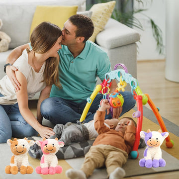 Yukouqian Cow Stuffed Animal Cute Cow Plush Doll Toy 9 Inch For Girls Boys (Siting Cow Pink)